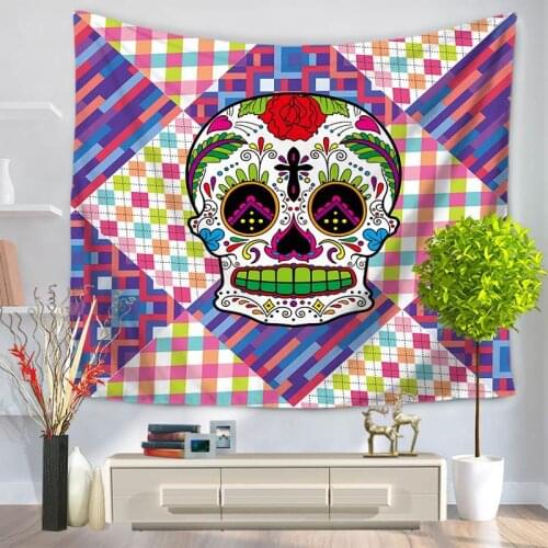 Indian Mandala Colorful Skull Printed Wall Hanging Tapestry Beach Throw Mat Hippie Bedspread Gypsy Yoga Mat Blanket Tippet