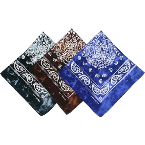 Japanese Vintage Washed Tie-Dye Paisley Floral Unisex Cotton Pocket Square Scarf Headband Bandana Hip-Hop Wristband Neck Tie