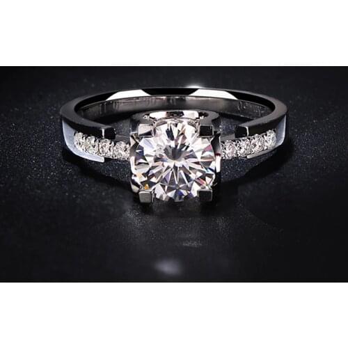 Pure 14K White Gold 1ct 2ct 3ct Moissanite Ring VVS1 round brilliant cut Diamond Engagement wedding Anniversary Ring For Women