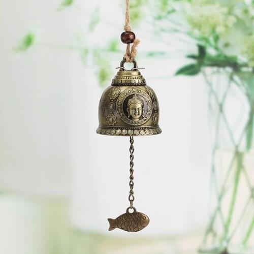 Retro Buddha Wind Chime Feng Shui Good Luck Fortune Bell Home Car Hanging Decor Ornament Outdoor Yard Wind Bell Decoration