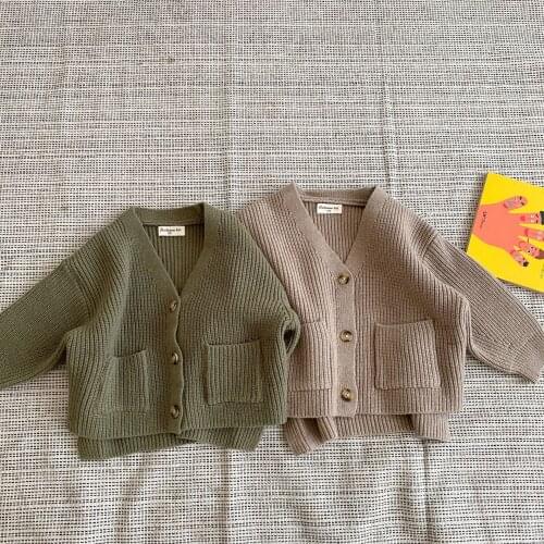 2021 Korea style girls knitted sweater cotton autumn fashion kids cardigan 1-7 years
