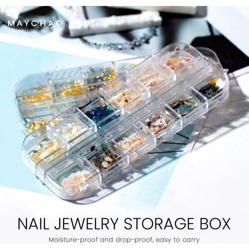 Nail Jewelry Storage Box Transparent Plastic Compartment Container For Beads Earring Box Rectangle Crystal Jewelry Display Case