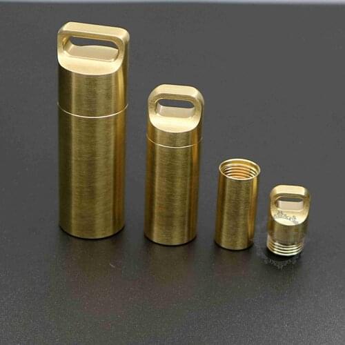 Raw brass seal EDC medicine tablet storage box cremation bottle perfume holder ash wish vial pendant charm DIY supplies 1800401