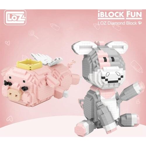 LOZ Diamond building blocks Angel Pig Little Donkey Particle Building Block Miniature Diamond Particle Assembly Toy Model Puzzle