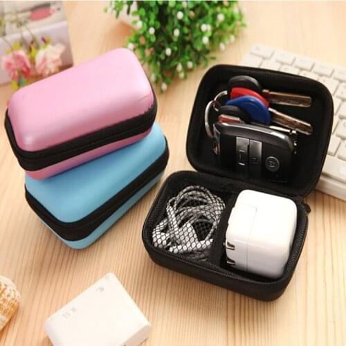 Mini Earphone Data Cable Storage Box Portable Phone Charger Storage Box Home Gadget Bag Zipper Organizer Portable Carrying