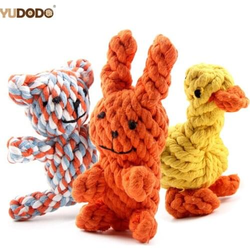 Cartoon Knot Rope Pet Dog Toy Duck Bear Rabbit Teeth Cleaning Resistant Bite Cute Braided Rope Chew Toys For Small Medium Dogs