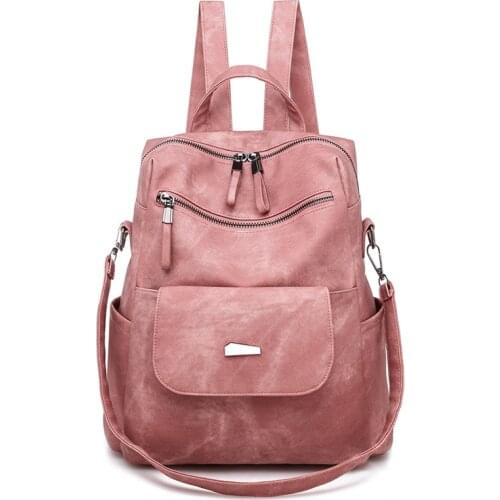 2021 New Waterproof Backpack Solid Color Pu Leather High Quality Lady Backpack Popular Fashion Shoulders Backpacks For Women