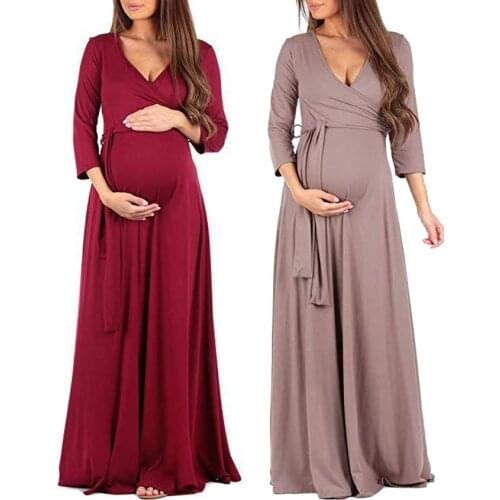 Maternity Clothes Dresses Pregnancy Women V-Neck Sexy Dress Pregnant Female Nursing Clothing for Photo Shoot
