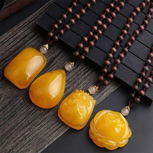 2021 New Retro imitation simulation beeswax colorful bead pendant sweater chain necklace 14 styles
