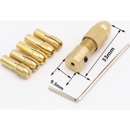 7pcs/set Mini Drill Brass Collet Chuck Including 0.5/1.0/1.5/2.5/3.0mm Metal Processing Drill For Dremel Rotary Tool Accessories