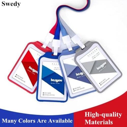 Plastic ID Badge Card Holder With Lanyard Name Card Holder Tags Work Office ID Card Holder Case Name Badge Holder