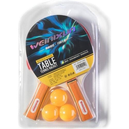Table Tennis Racket Childrens Set Recreational Practice Horizontal Paddle Beginner Practice Racket 2 rackets and 3 balls Set