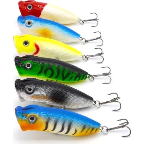 6Pcs/lot Lifelike Fishing Lure 6.5cm 12g 6# Hooks Pesca Fish Popper Lures Wobbler Isca Artificial Hard Bait Swimbait
