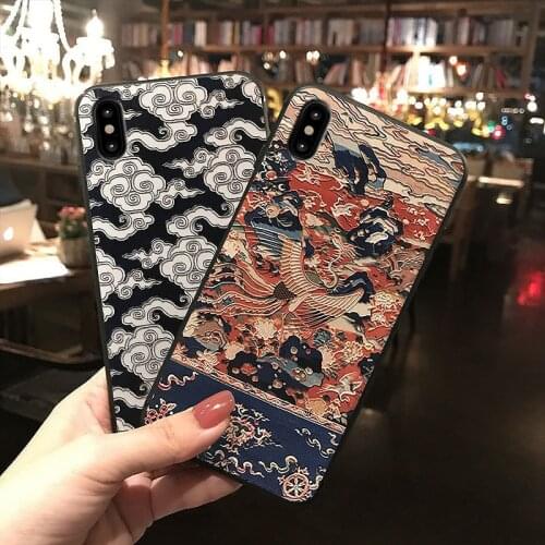 Court Style Embossed Pattern Phone Case foriPhone 11 12ProMax X XR XSMAX 6 7 8Plus Capa Fundas Soft TPU Back Cover Coque