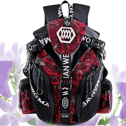 Motorcycle Riding Backpack Retro Personality Knapsack Multifunctional Bag Full Face Helmet Bag Motocross Riding Casual Backpack