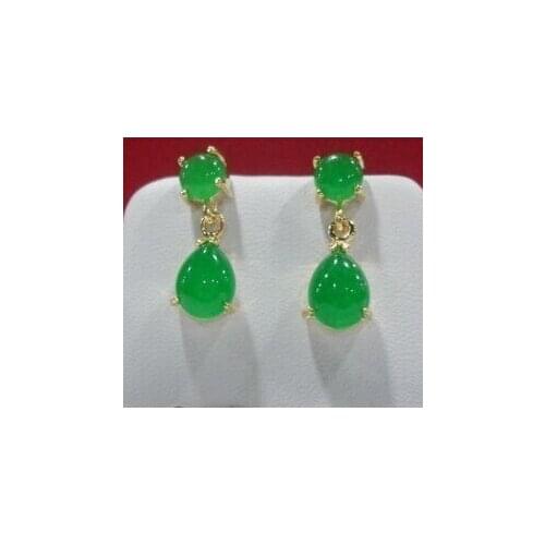 Bridal jewelry hot sellNobility virgin Very chic trend Womens Pretty Tibet silver green jade Dangle earring