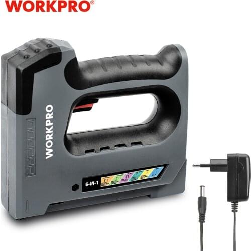 WORKPRO 6 In1 3.6V Heavy Duty Staple Gun Rechargable Cordless Tacker For House Decor Renovations Upholstery, decoration