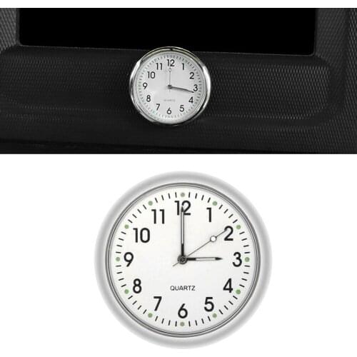 Luminous Dash Board Clock Car Dashboard Air Vent Stick-On Time Clock Quartz Analog Watch White Disc Clock Interior Accessories