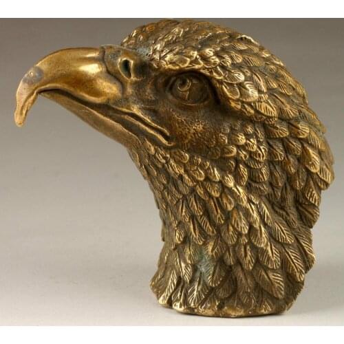 Vintage Handmade Exquisite Vivid Eagle Head Copper Statue Free shipping