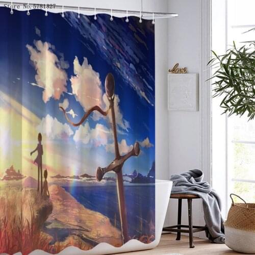 5 Centimeters Per Second Shower Curtains 3D Print Cartoon Anime Waterproof Polyester Home Shower Curtain Decor Bathroom Curtain