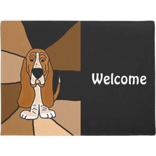 Funny Basset Hound Dog Welcome Doormat Home Decoration Entry Non-slip Door Mat Rubber Washable Floor