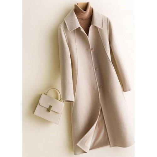 Winter Wool Coat and Jacket Women Plus Size Korean Long Jacket Warm Beige Elegant Wool Coat Cashmere Vintage Coat Cape Femme