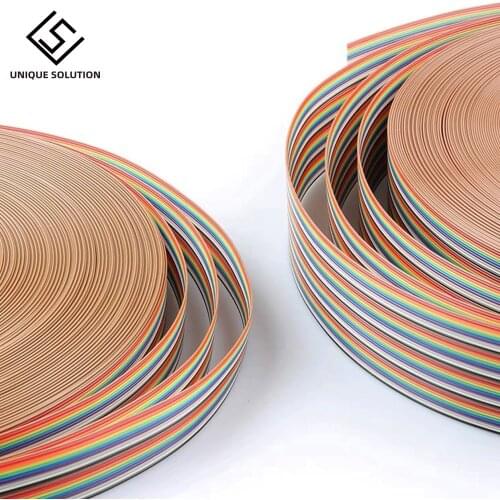 1Meter 6P/10P/12P/14P/16P/20P/40P 1.27mm PITCH color Flat Ribbon Cable 6/8/10/16/20/40 Pin Rainbow WIRE for FC dupont Connector