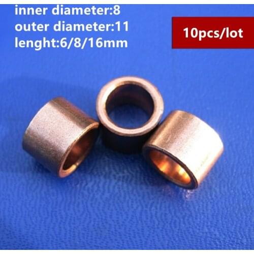 10pcs/lot High Precision Bearing 8x11x6/8x11x8/8x11x16mm Powder Metallurgy Bearing Iron Copper Base Shaft Sleeve