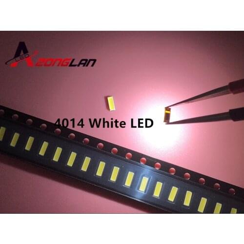 100pcs/lot 0.2W SMD 4014 LED Lamp Bead13-26lm White SMD LED 6000K Beads LED Chip 3.0-3.4V Free shipping