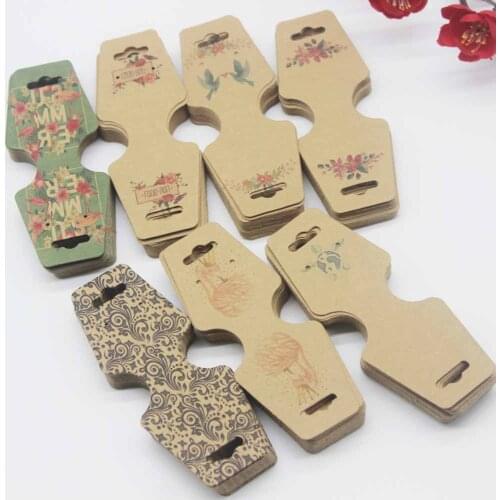 100pc/lot newest printed Jewelry Necklace Bracelet Hang Tag card kraft paper folded necklace earring set package card