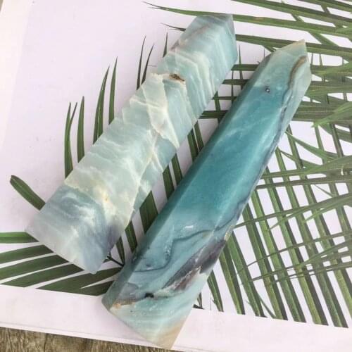 13cm blue melting Stone quartz Energy obelisk crystal wand point healing