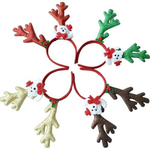 20pcs Christmas Reindeer Deer Horn Elk Headband Hair Accessories Headpiece Head Hoop Plush Toy Party Supplies