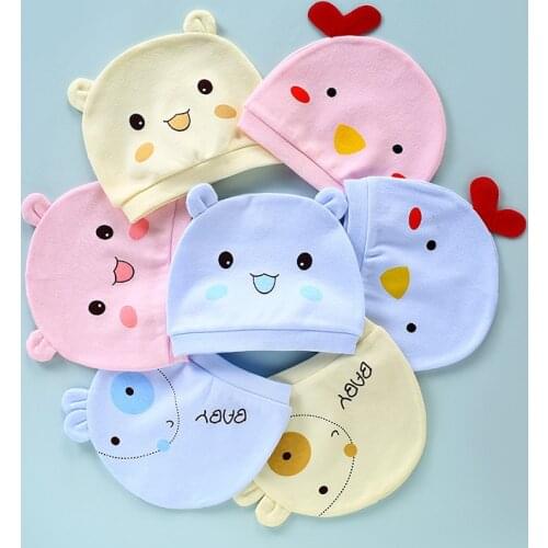 3pcs/Lot Baby Hats 100% cotton Printed Baby Hats & Caps For 0-3 Months Newborn Baby Accessories