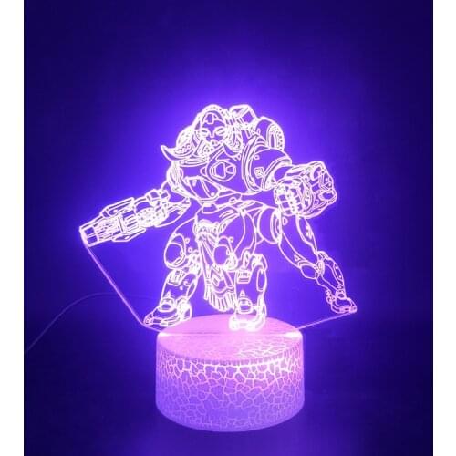 Game Overwatch Hero Orisa 3D Lamp Nightlight Multi-color with Remote for Christmas Day Battery Operated Led Night Light Lamp