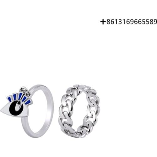 925 silver simple white night fantasy song combination style stack wear small expression ring dripping oil