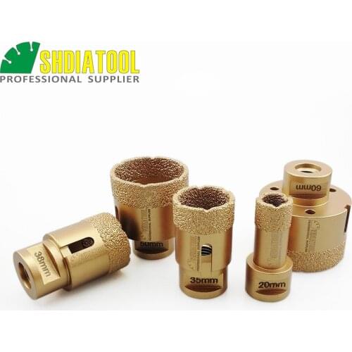 SHDIATOOL Vacuum brazed diamond drilling bits with15MM (Diameter 20/35/38/50/60mm 1pc/each) hole saw M14 Thread Drill bits