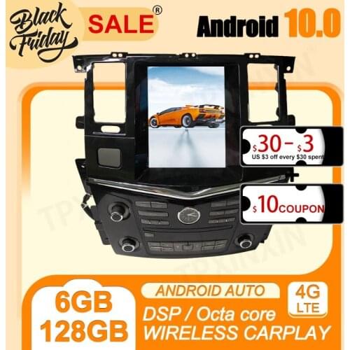 128GB Android 10 Tesla Style for Nissan Patrol Y62 2010 - 2020 Carplay GPS Car Navigation Multimedia Video Player Stereo Radio