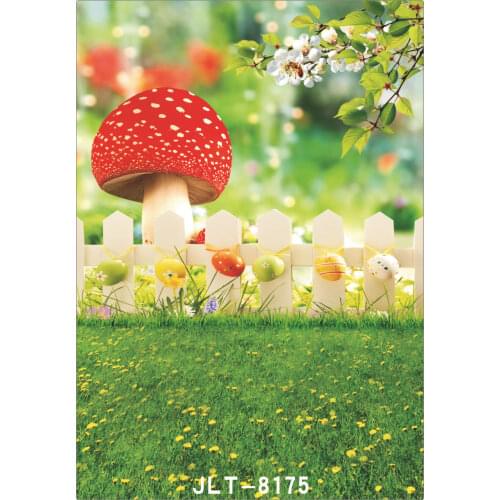 White Fence Easter Eggs Vinyl Photo Backdrops for Photo Studio Computer Printed Backgrounds Wedding Children for photo shoot