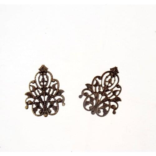 Free shipping 30Pcs Bronze Tone Filigree Wraps Flower Connectors Metal Crafts Gift Decoration DIY Findings 26x35mm