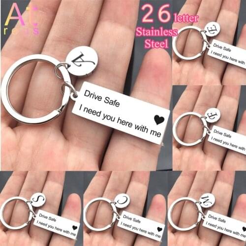 High Quality Stainless Steel Word Art 26 letter Drive Safe Couples Name Keychain/Engraved Keychain/Husband Gift/Boyfriend Gift