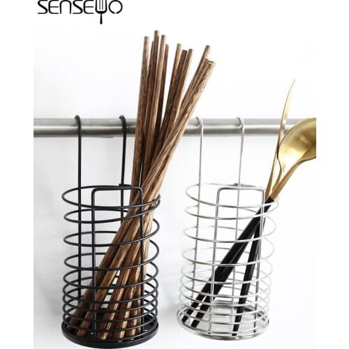 Stainless Steel Chopsticks Holder Hanging Chopstick Canister Chopsticks Cage Wall-Mounted Shelves Household Kitchen Storage Box