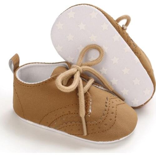 Newborn Soft Sole First Walkers Boys Toddler Shoes Leather Baby Moccasins Shoes Infant Lace-Up Anti-slip Prewalkers
