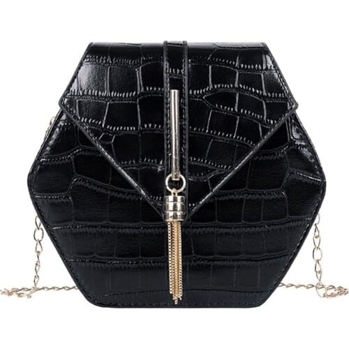 Crocodile Pattern Crossbody Bags For Women 2020 Small Chain Handbag Retro Hexagon Ladies Hand Bag Designer Evening Bags Sac