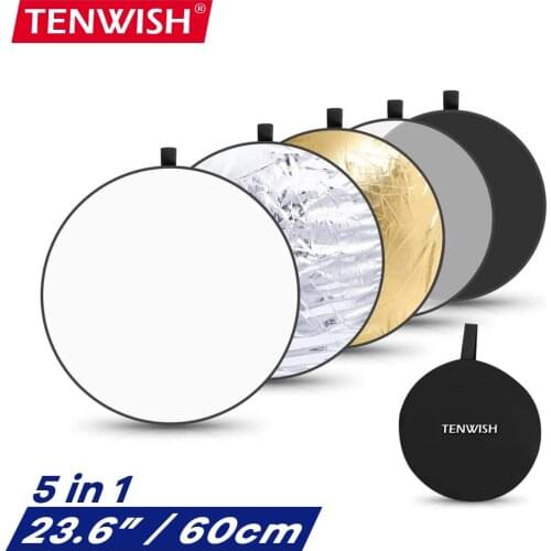TENWISH 24inches/60cm 5in1 Multi Disc Photography Studio Photo Collapsible Light Reflector portable photo disc w/ carrying bag