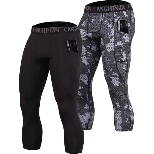 Gym Leggings Mens Compression Pants Tights Run Soprt Fitness with Pockets Leggings Running Workout Quick Drying Legging