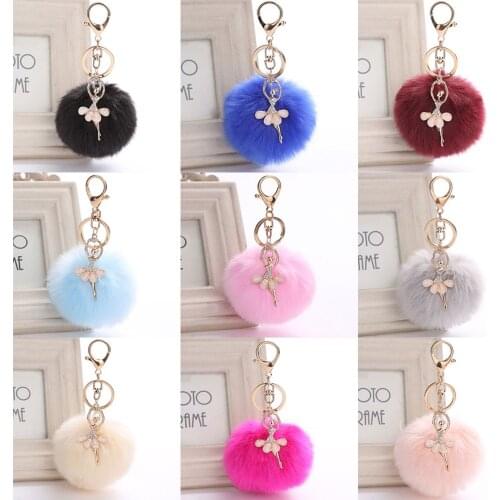 Fashion Women Bag Accessories Angel Fluffy Handbag Pendant Ballet Dancing Girl Faux Rabbit Fur Key Ring Handbags Decoration