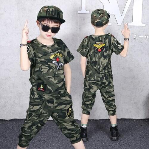 Fashion Toddler Boys Clothing Set Cotton Camouflage Short Sleeve Tshirts Summer Tracksuits for Teenagers Clothes Outfits 8 12 Y