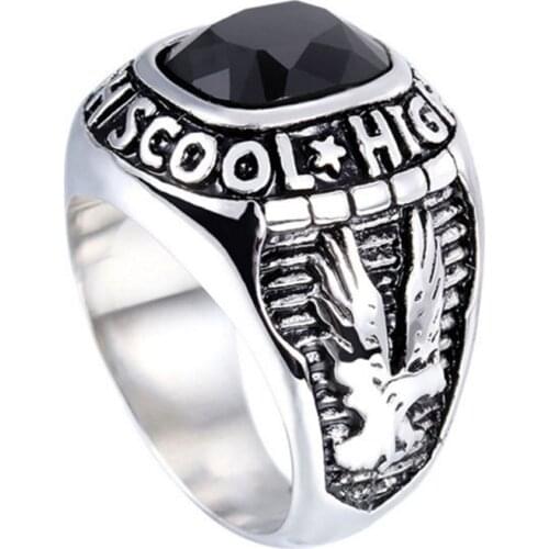 Fashion Trend Rings for Mens Creative High School Graduation Eagle Head Ring Jewelry