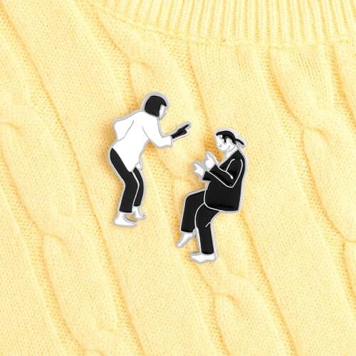 Gothic Mia Enamel Pin Set Swing Dance Black White Movie Role Brooches Bag Clothes Lapel Pin Badge Jewelry Gifts For Fans Friends