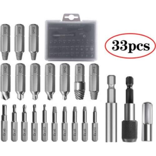 33Pcs Set Extractor Screwdriver Remover Purpose Tools Disassemble Screws Bolt Stud Slip Teeth Damaged Demolish Stripped Broken